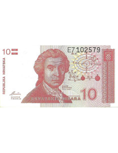 Przód banknotu Chorwacja 10 Dinar 1991 UNC 2