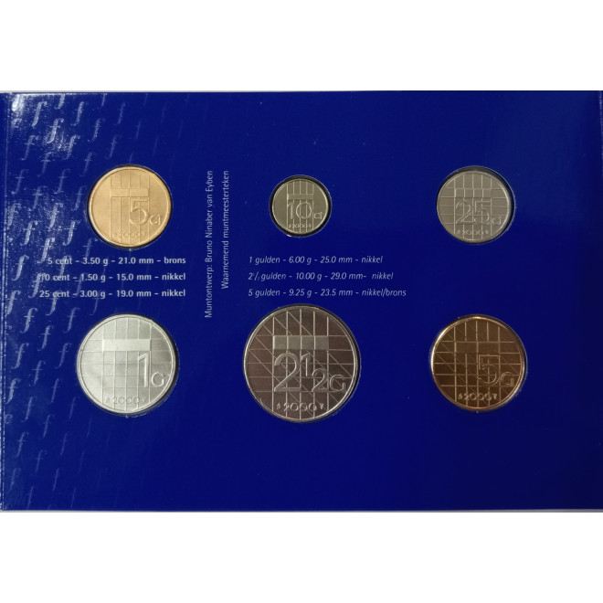 Rewers monety 2000 Różne Guldeny Zestaw