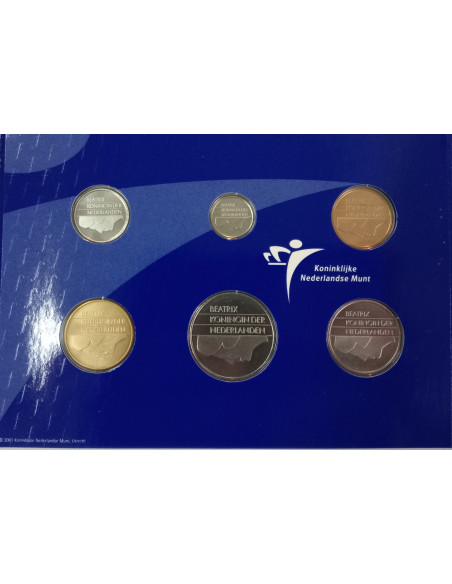 Rewers monety 2001 Różne Guldeny Zestaw