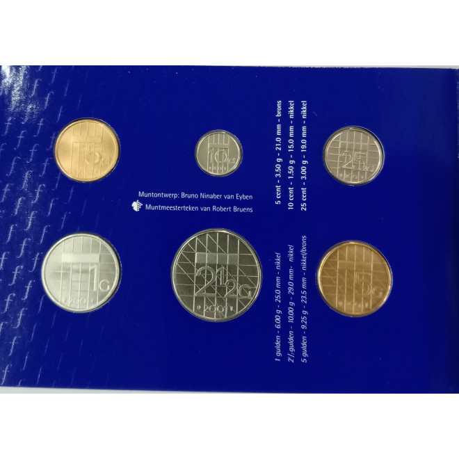 Rewers monety 2001 Różne Guldeny Zestaw