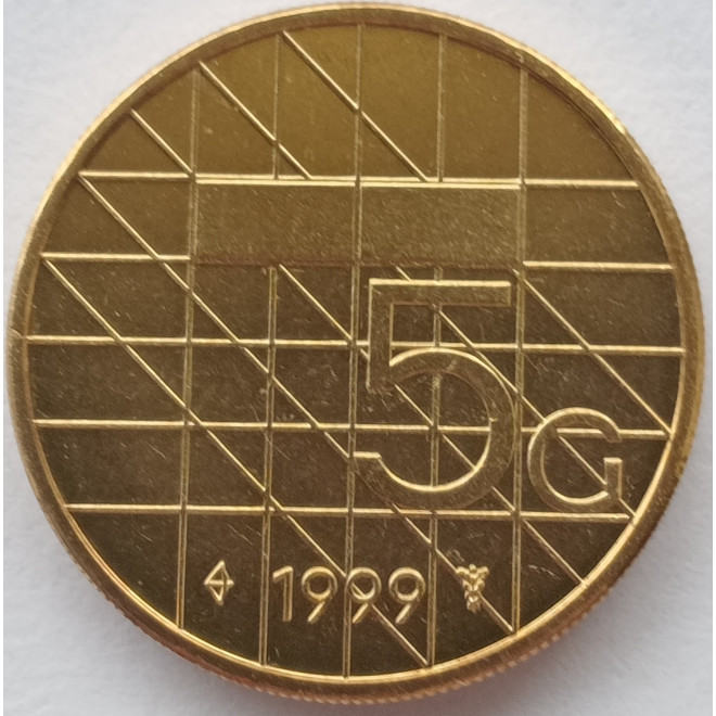Rewers monety Holandia 5 Gulden 1999