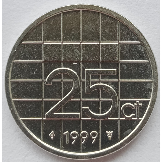Rewers monety Holandia 25 Gulden 1999