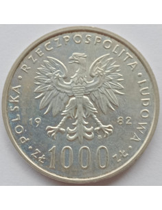 Awers monety 1000 Złotych 1982 Wizyta papieża Jana Pawła II 2
