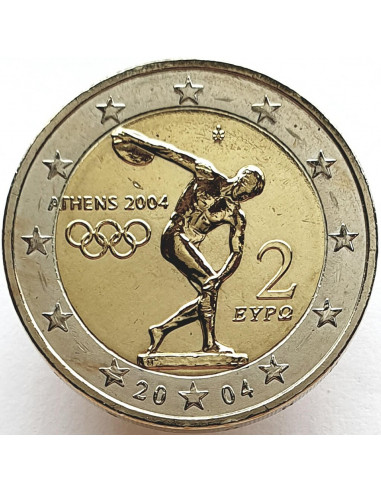 Awers monety 2 euro 2004 XXVIII Letnie Igrzyska Olimpijskie w Atenach