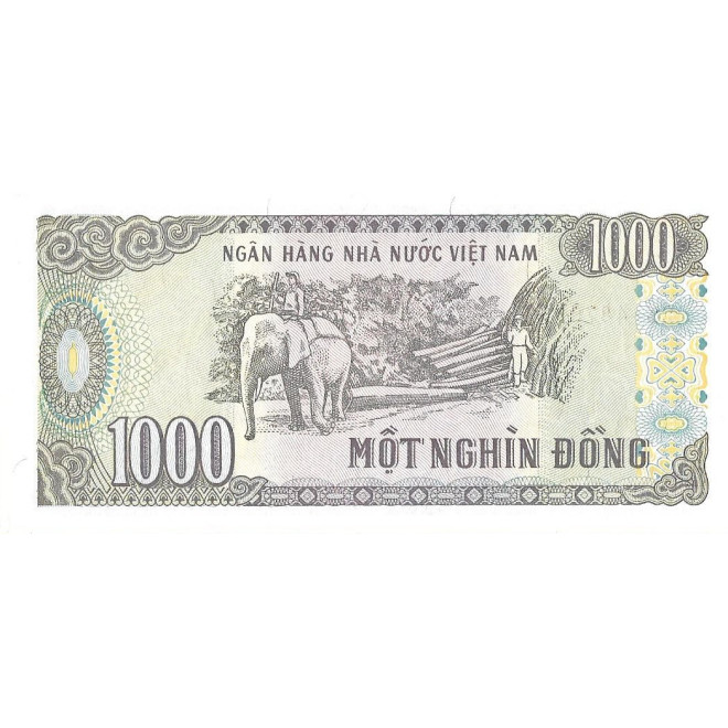 Tył banknotu Wietnam 1 000 Dong 1988 UNC