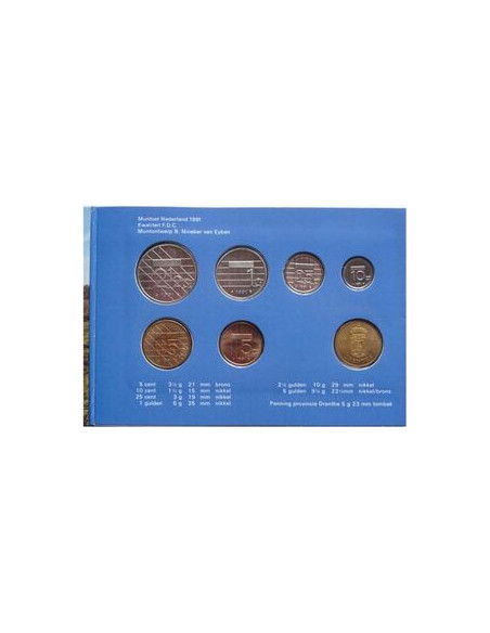 Rewers monety 1991 Różne Guldeny Zestaw Prowincja Drente