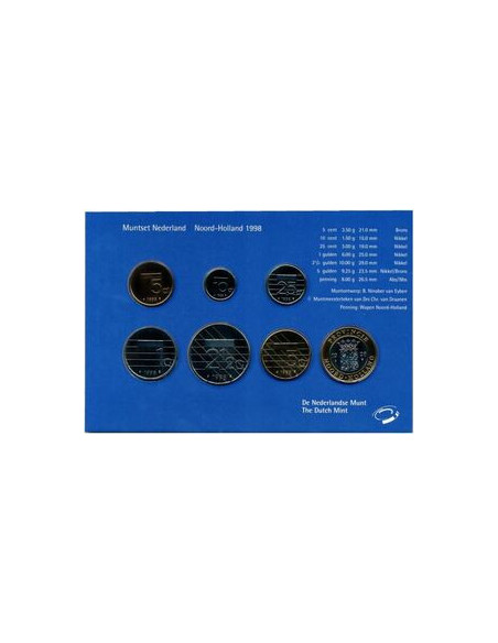 Rewers monety 1998 Różne Guldeny Zestaw Prowincja Holandia Północna