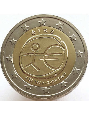 Awers monety Irlandia 2 euro 2009 10lecie wprowadzenia systemu euro Irlandia
