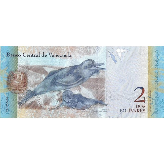 Tył banknotu Wenezuela 2 Bolivar 2013 UNC
