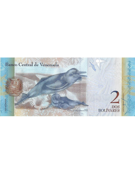 Tył banknotu Wenezuela 2 Bolivar 2013 UNC