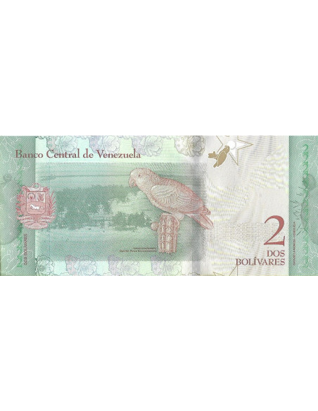 Tył banknotu Wenezuela 2 Bolivar 2018 UNC