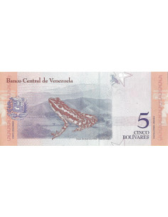 Przód banknotu Wenezuela 5 Bolivar 2018 UNC 2