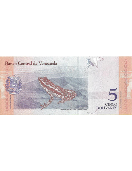 Tył banknotu Wenezuela 5 Bolivar 2018 UNC
