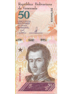 Przód banknotu Wenezuela 50 Bolivar 2018 UNC