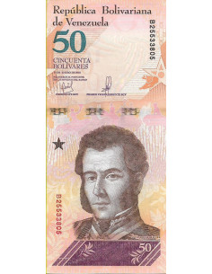 Przód banknotu Wenezuela 50 Bolivar 2018 UNC