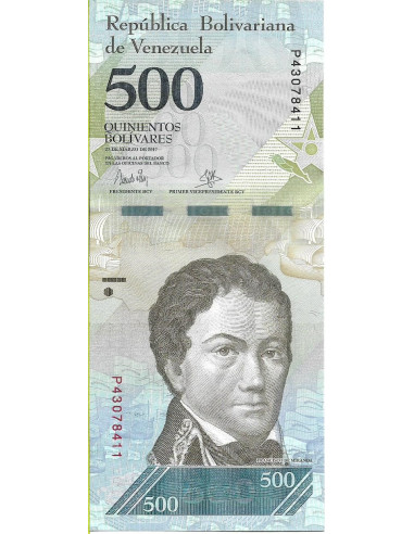 Przód banknotu Wenezuela 500 Bolivar 2017 UNC