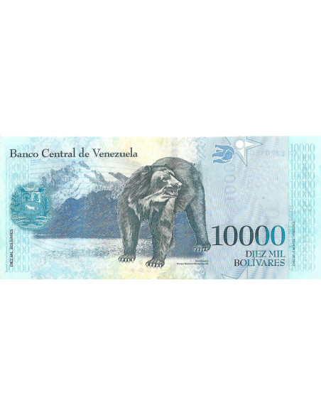 Tył banknotu Wenezuela 10 000 Bolivar 2017 UNC