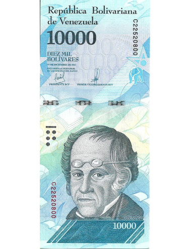 Przód banknotu Wenezuela 10 000 Bolivar 2017 UNC