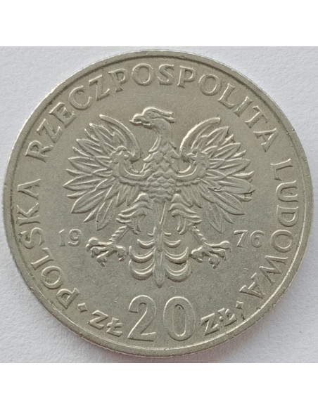 Awers monety 20 Złotych 1976 Marceli Nowotko