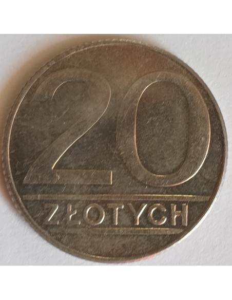 Awers monety 20 Złotych 1990