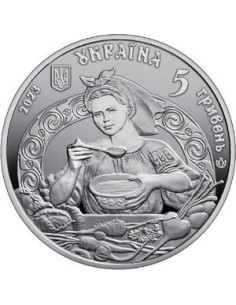 Awers monety 5 Hrywien 2023 Dziedzictwo Ukraińskie Barszcz