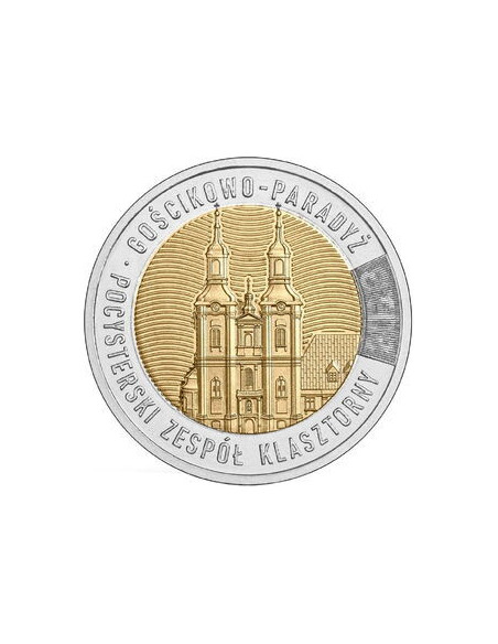Awers monety 5 zł 2023 Odkryj Polskę – Pocysterski Zespół Klasztorny w GościkowieParadyżu
