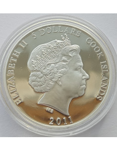 Awers monety Wyspy Cooka 5 Dolarów 2011 Wakacje Bonifacego 2