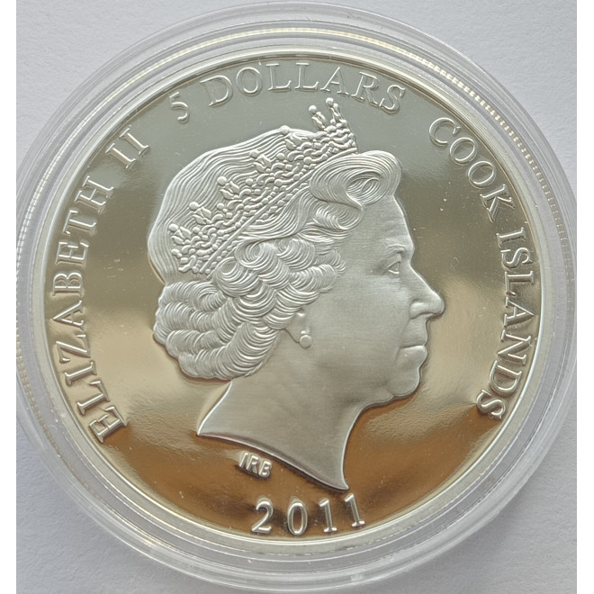 Rewers monety Wyspy Cooka 5 Dolarów 2011 Wakacje Bonifacego