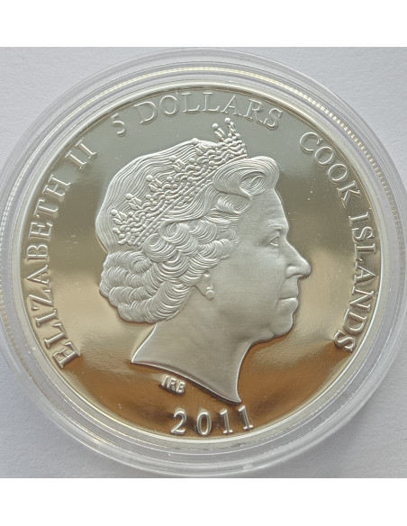 Rewers monety Wyspy Cooka 5 Dolarów 2011 Wakacje Bonifacego