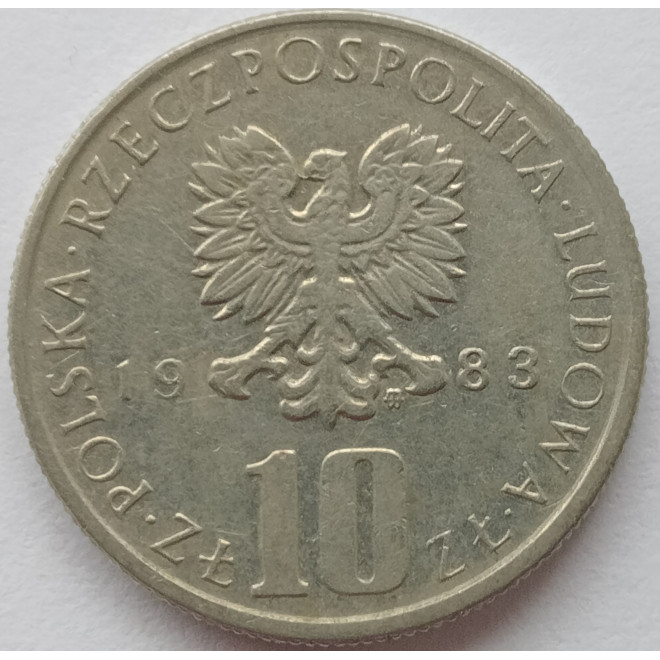 Rewers monety 10 Złotych 1983