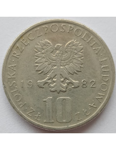 Awers monety 10 Złotych 1982 2