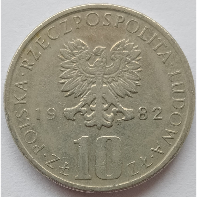 Rewers monety 10 Złotych 1982