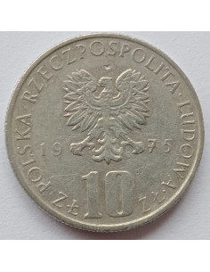 Awers monety 10 Złotych 1975 2