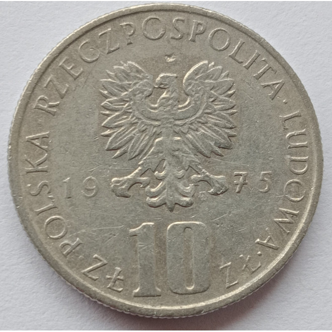 Rewers monety 10 Złotych 1975
