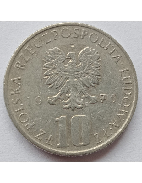Rewers monety 10 Złotych 1975