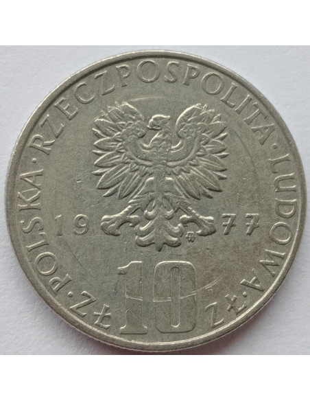 Rewers monety 10 Złotych 1977