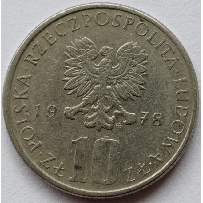 Rewers monety 10 Złotych 1978