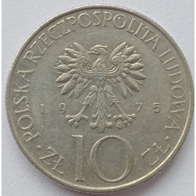Rewers monety 10 Złotych 1975