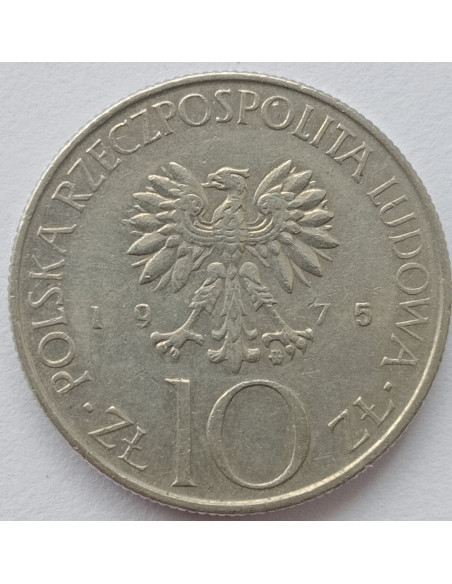 Rewers monety 10 Złotych 1975