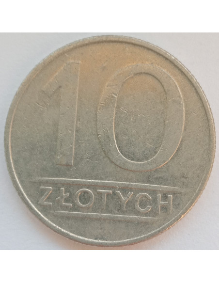 Awers monety 10 Złotych 1986
