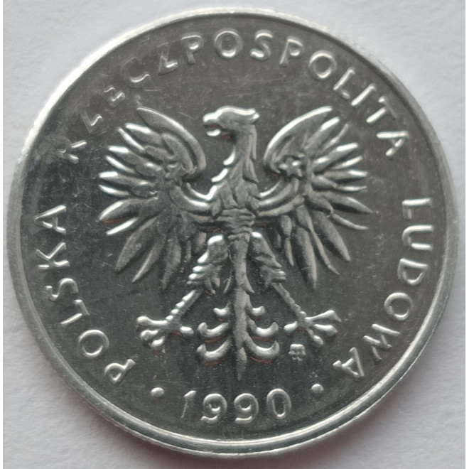 Rewers monety 5 Złotych 1990