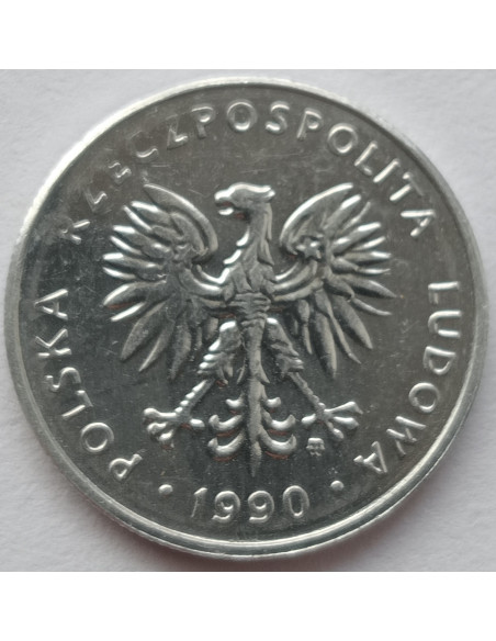 Rewers monety 5 Złotych 1990