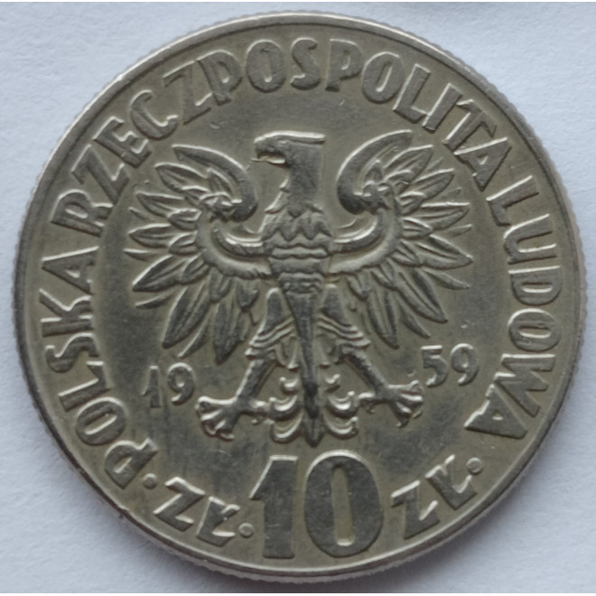Rewers monety 10 Złotych 1959 Mikołaj Kopernik