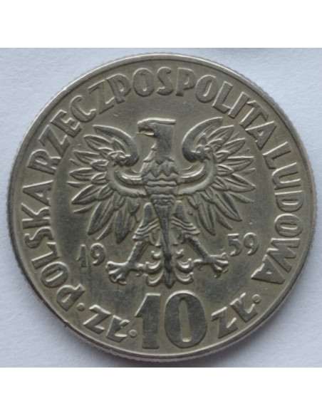 Rewers monety 10 Złotych 1959 Mikołaj Kopernik