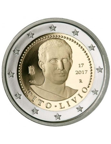 Awers monety Włochy 2 euro 2017 2000 rocznica śmierci Tytusa Liwiusza
