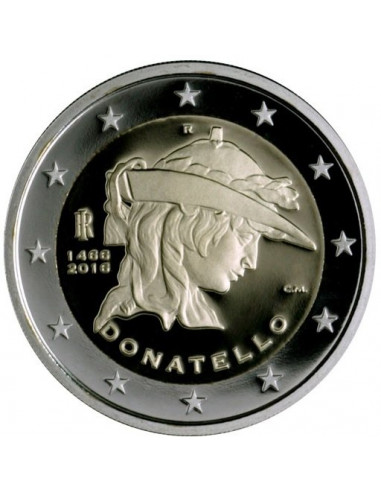 Awers monety 2 euro 2016 550 rocznica śmierci Donatella