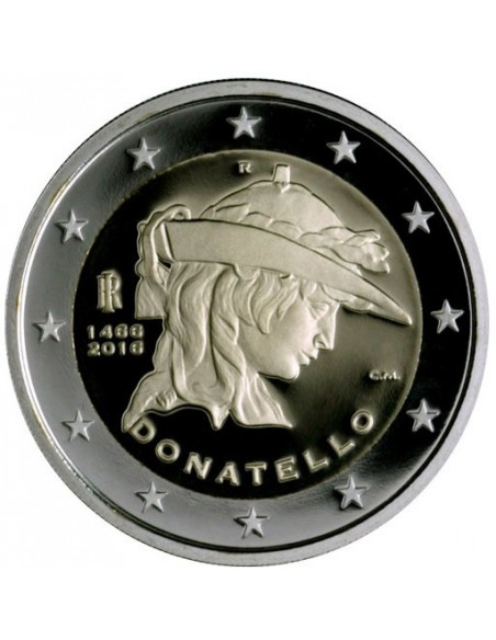 Awers monety Włochy 2 euro 2016 550 rocznica śmierci Donatella