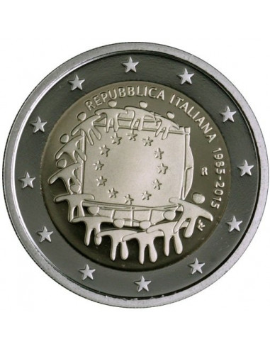 Awers monety 2 euro 2015 30lecie istnienia flagi europejskiej Włochy