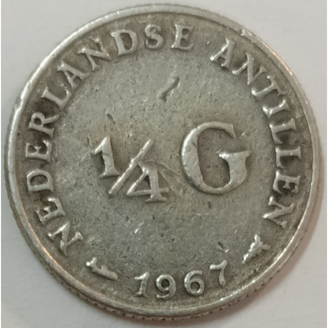 Rewers monety Antyle Holenderskie 025 Gulden 1967