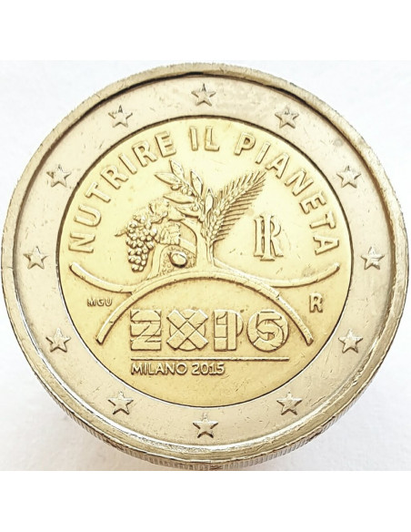 Awers monety Włochy 2 euro 2015 Światowa Wystawa EXPO 2015 Mediolan